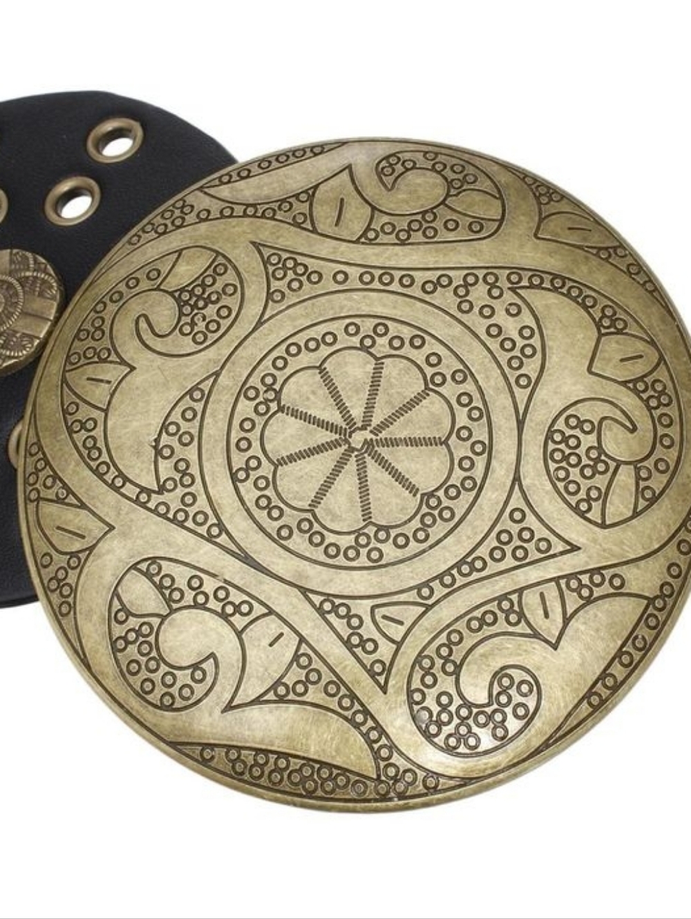 Western Belt Black Circular and Gold Cowboy Chic - Picture 3 of 4